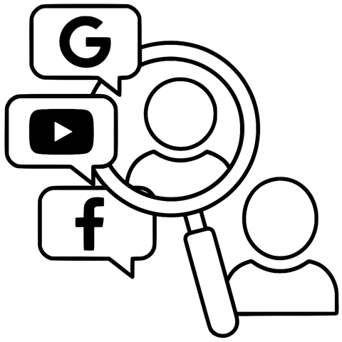 Patient search and media research symbol